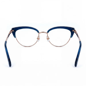 Kate Spade New York Jailyn Cat Eye Eyeglasses Women — side view, Blue Metal temples