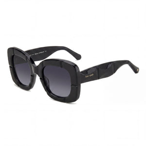 Kate Spade New York Josey Black Square Sunglasses for Women, Dark Grey Shaded lens
