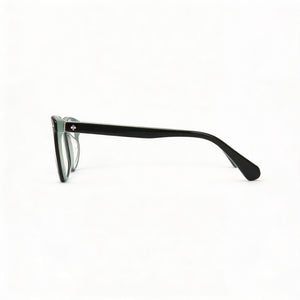Kate Spade New York KAMILA Square Eyeglasses Women — side view, Black Acetate temples