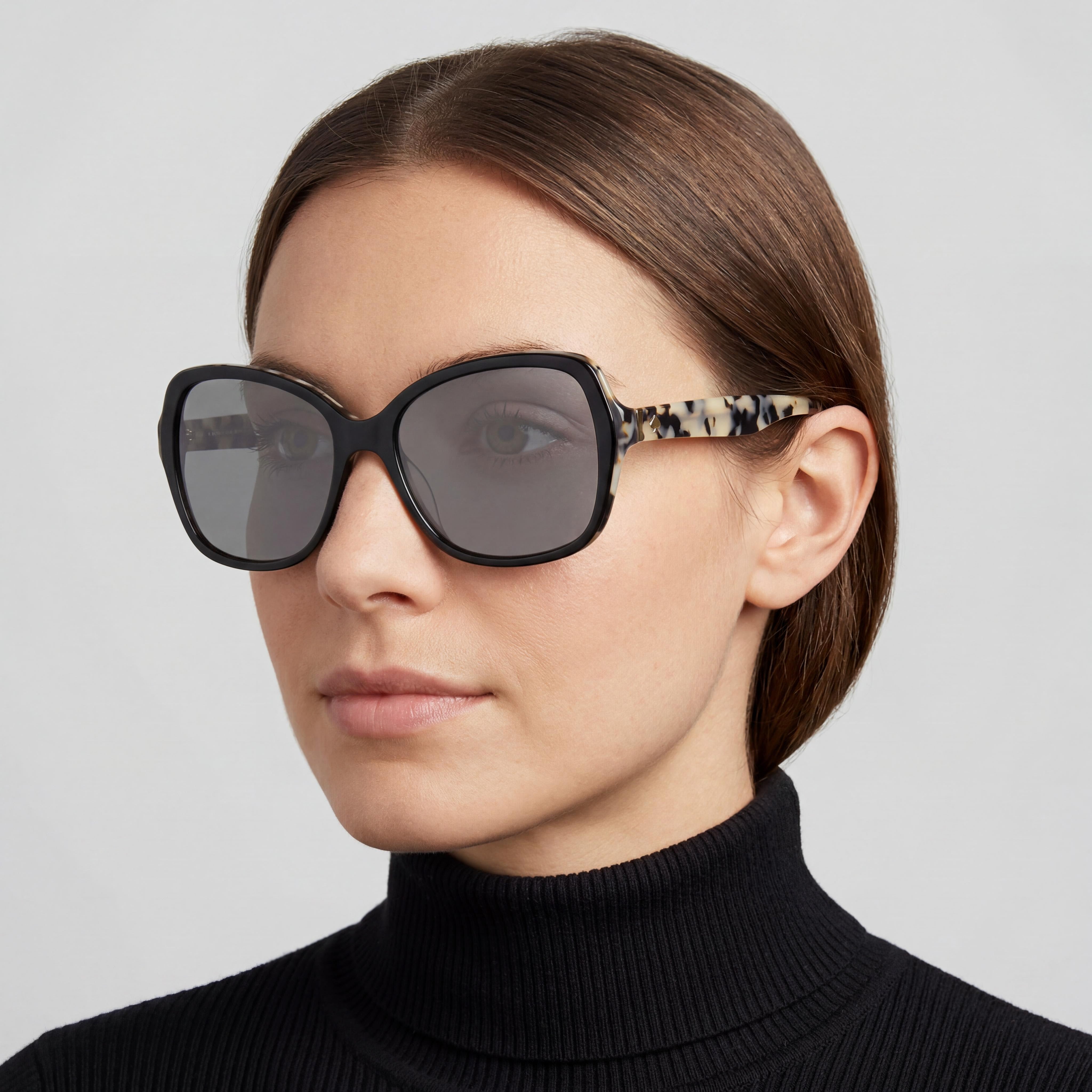 Gafas de sol Kate Spade New York Karalyn/S para mujer, color negro, Havana, plástico, gris, no polarizadas, 56-17-140, Photo 5