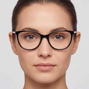 Kate Spade New York Kimberlee Square Eyeglasses Women — side view, Black/Gold Plastic temples