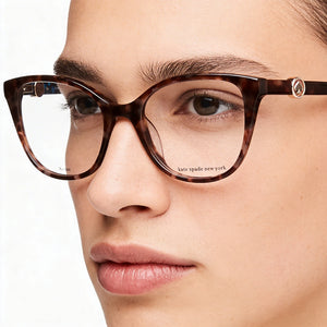 Kate Spade New York Square Eyeglasses Unisex — side view, Matte Ruthenium Plastic temples