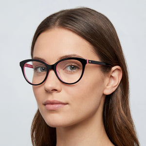 Kate Spade New York Cat Eye Eyeglasses for Women — interior view, Polycarbonate demo lenses
