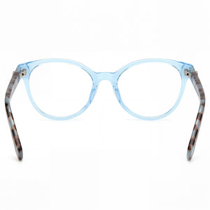 Kate Spade New York Modern Round Eyeglasses Women — side view, Blue Acetate temples