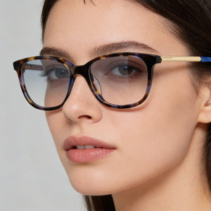 Kate Spade New York Natalia Rectangle Eyeglasses Women — side view, Blue Plastic temples