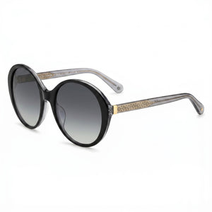 Kate Spade New York ODETTA F/S Black Round Sunglasses for Women, Grey lens