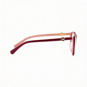 Kate Spade New York Cat Eye Eyeglasses Women — side view, Red Plastic temples