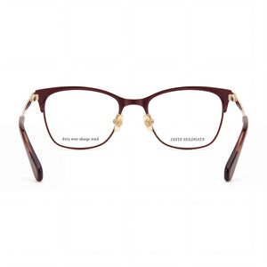 Kate Spade New York Square Eyeglasses Women — side view, Burgundy Metal temples