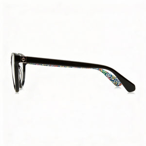 Kate Spade New York TAILYNN Cat Eye Eyeglasses Women — side view, Black Acetate temples