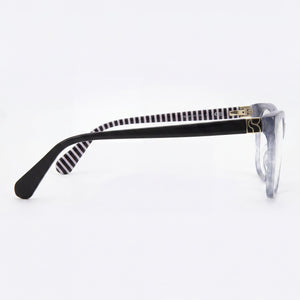 Kate Spade New York Temperance Square Eyeglasses Women — side view, Gray Plastic temples