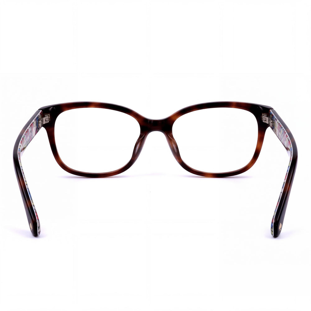 Kate Spade New York Violette H7P Square Eyeglasses Women — side view, Havana Acetate temples