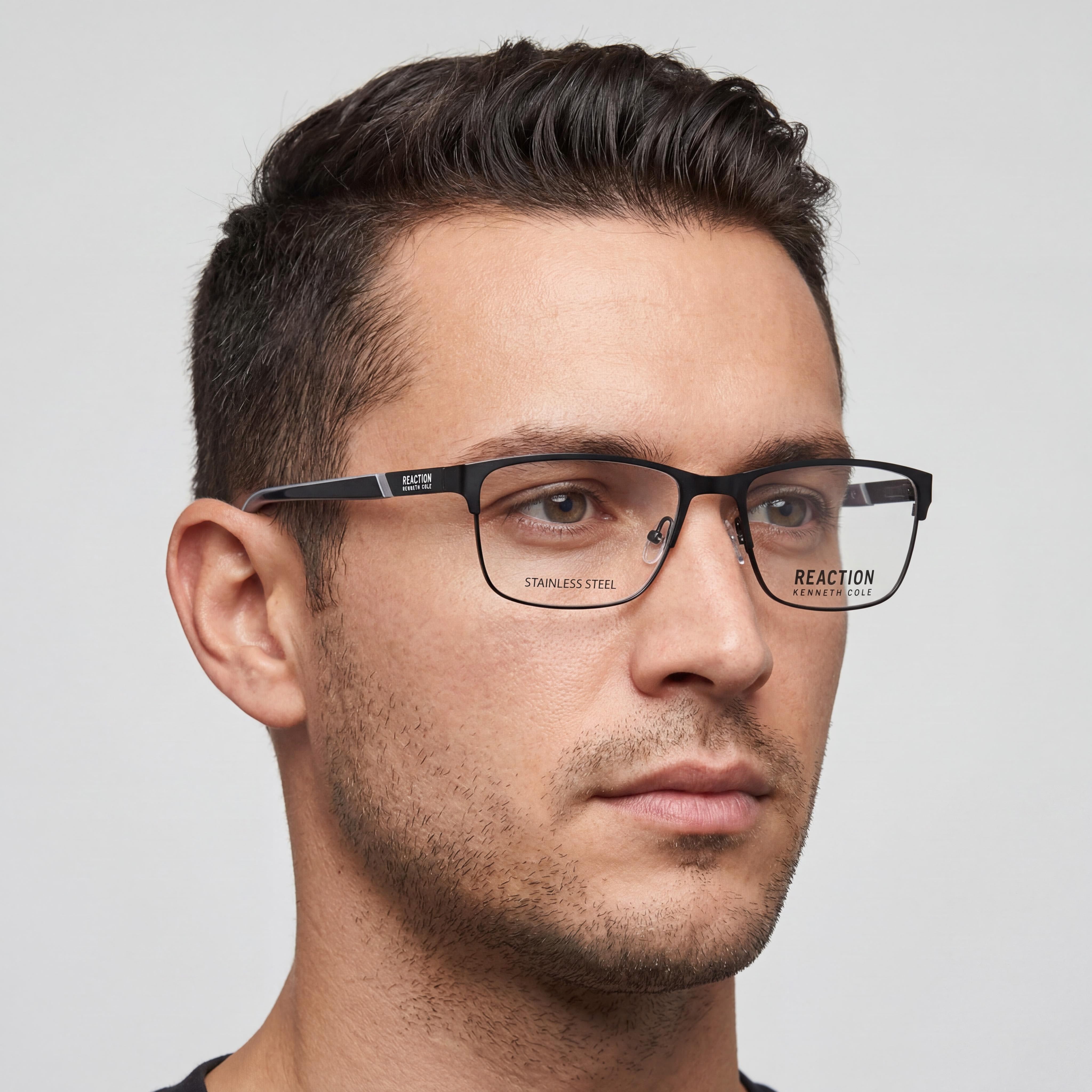 Kenneth Cole KC0937-N Black Rectangle Eyeglasses for Men, Metal 55mm, Photo 4