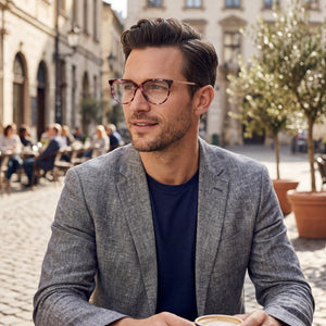 Kenneth Cole KC0955 Cat Eye Eyeglasses Men — side view, Havana Plastic temples