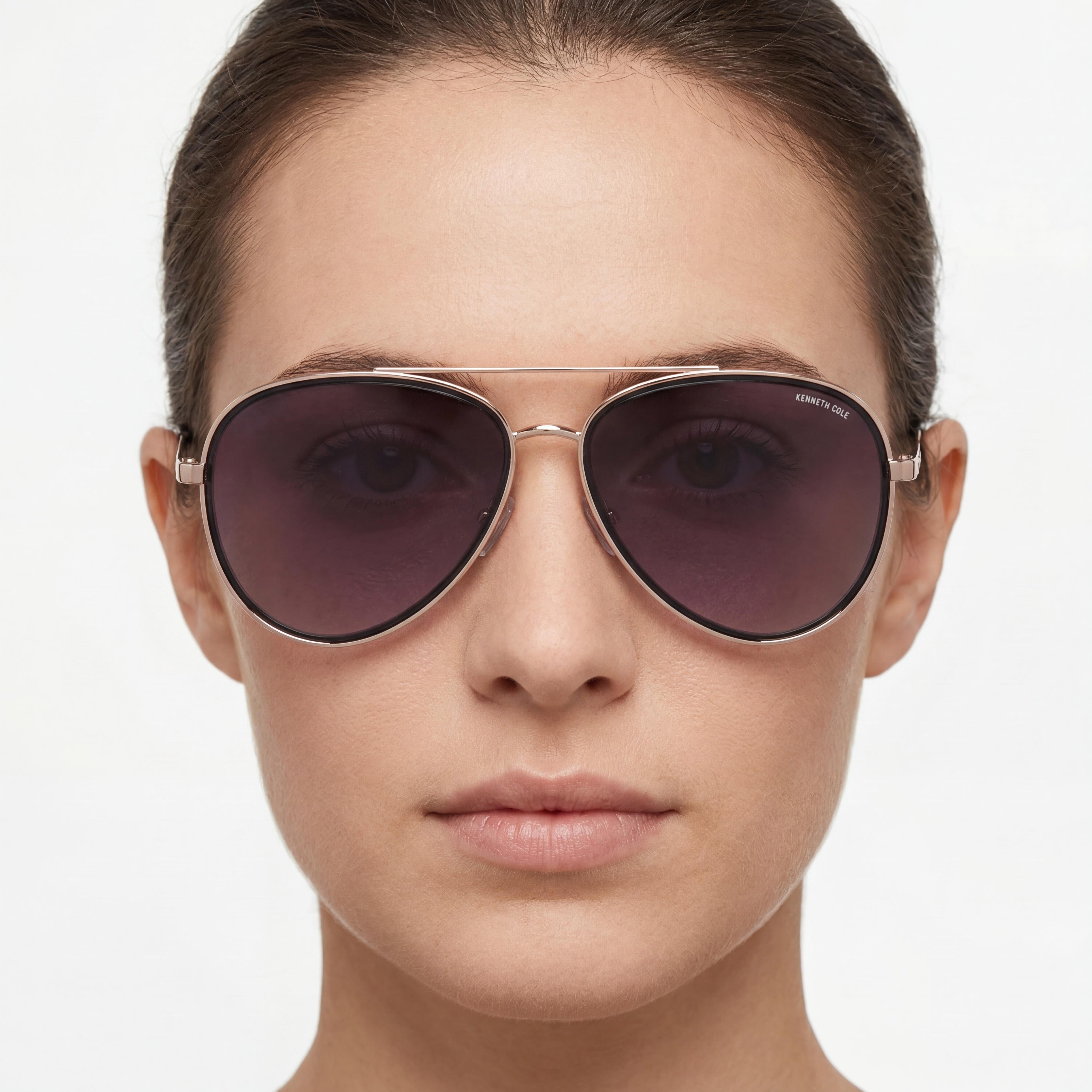 Gafas de sol Kenneth Cole New York Kc5832b para mujer, montura metálica dorada, lentes ahumadas degradadas no polarizadas, 58 mm, Photo 4