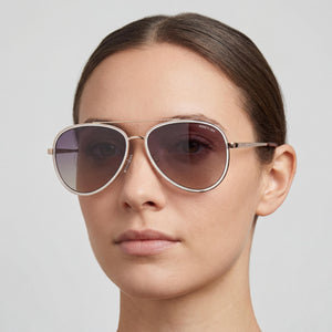 Kenneth Cole KC5832W Aviator Sunglasses for Women — interior view, Blue lens detail