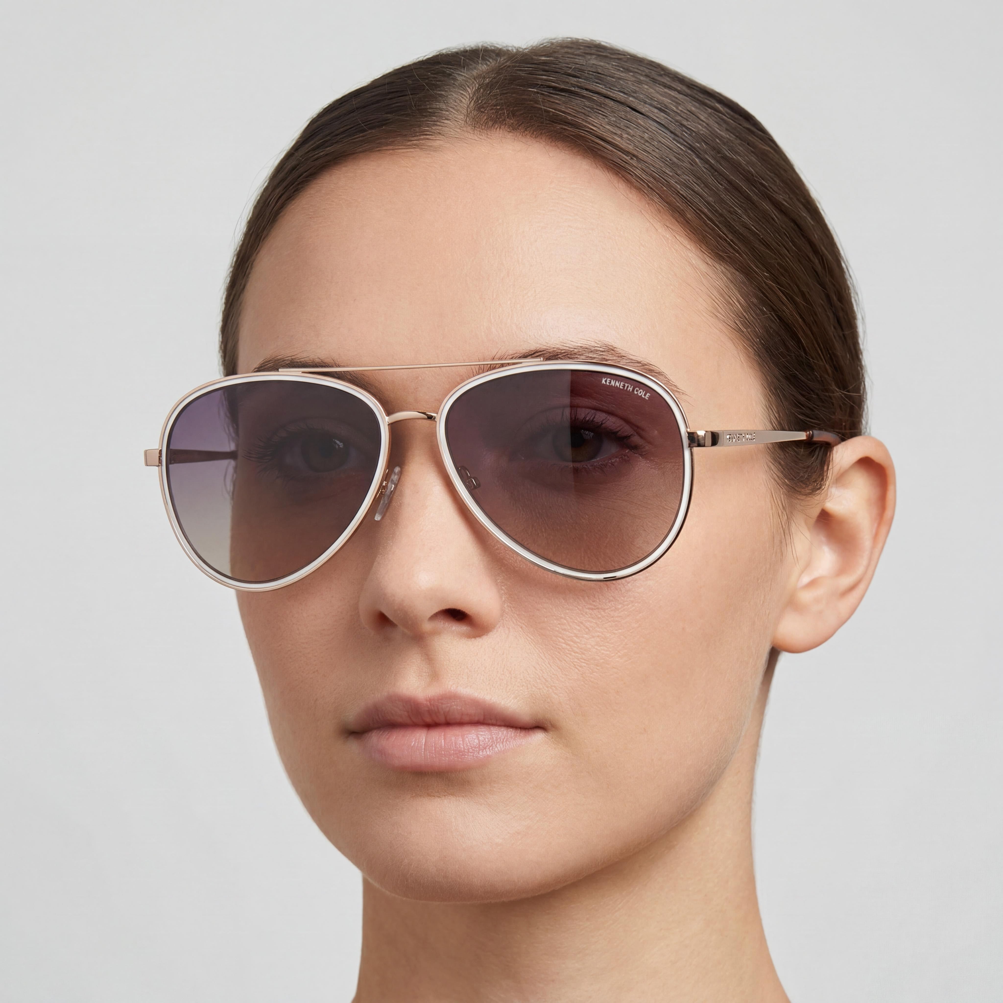 Kenneth Cole KC5832W Gold Blue Aviator Sunglasses for Women, 58mm, Photo 4