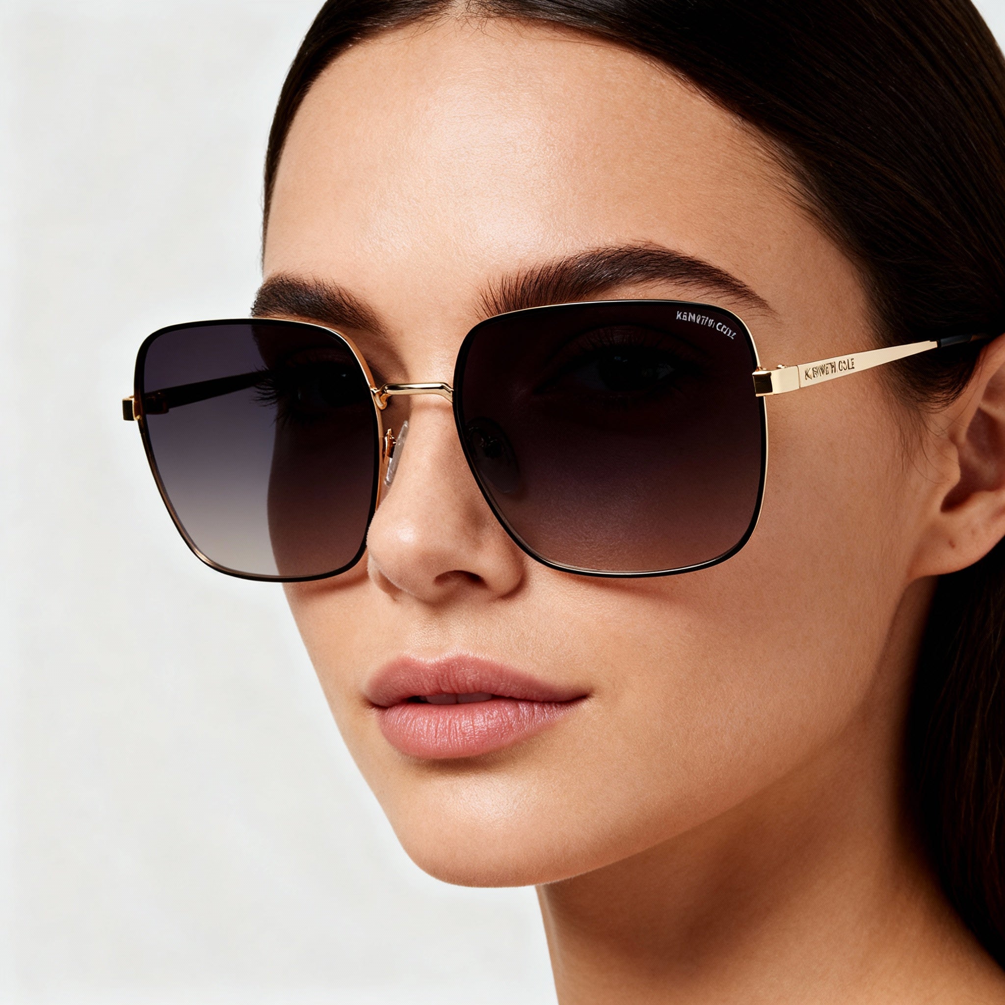 Kenneth Cole KC6032B Gold Smoke Square Sunglasses for Women, 60mm, Photo 3