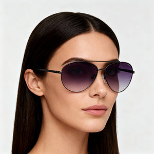 Kenneth Cole KC6309C Aviator Sunglasses Women — side view, Smoke lens