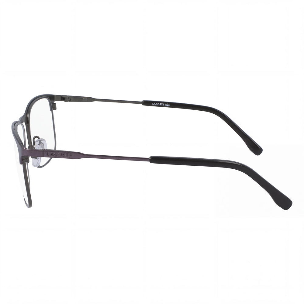 Lacoste 40109 Rectangle Eyeglasses Unisex — side view, Silver Acetate temples