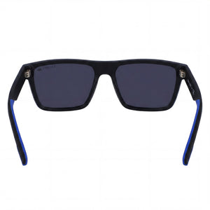 Lacoste Rectangle Sunglasses Unisex — interior view, Black Blue lens detail
