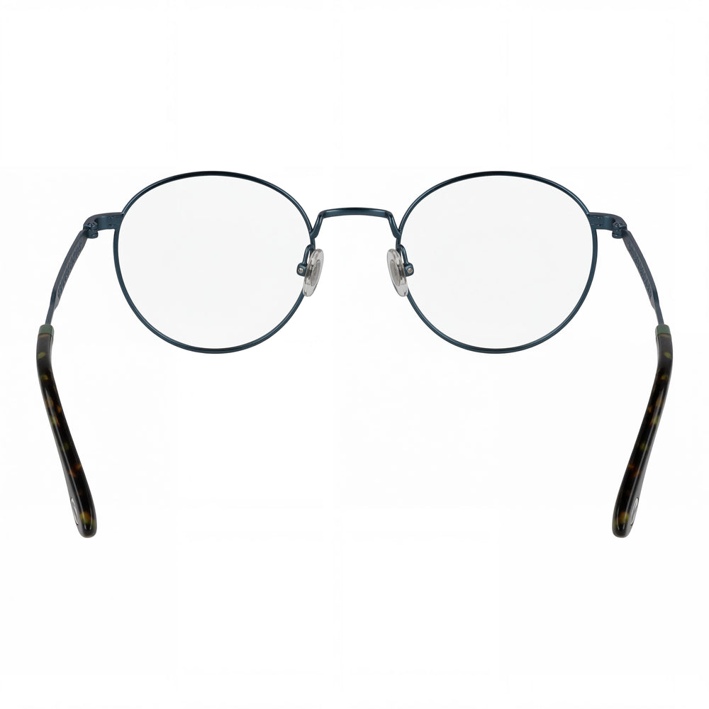 Lacoste Casual Round Eyeglasses Unisex — side view, Blue Acetate temples