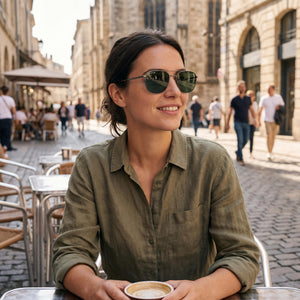 Lacoste Casual Green Sunglasses Unisex — lifestyle wear, city streets and open-air cafes