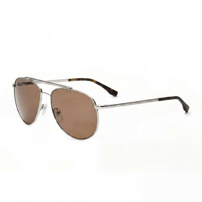 Lacoste Classic Gunmetal Aviator Sunglasses for Unisex, Brown lens