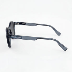 Lacoste Classic Round Sunglasses Men — side view, Clear Demo Grey lens