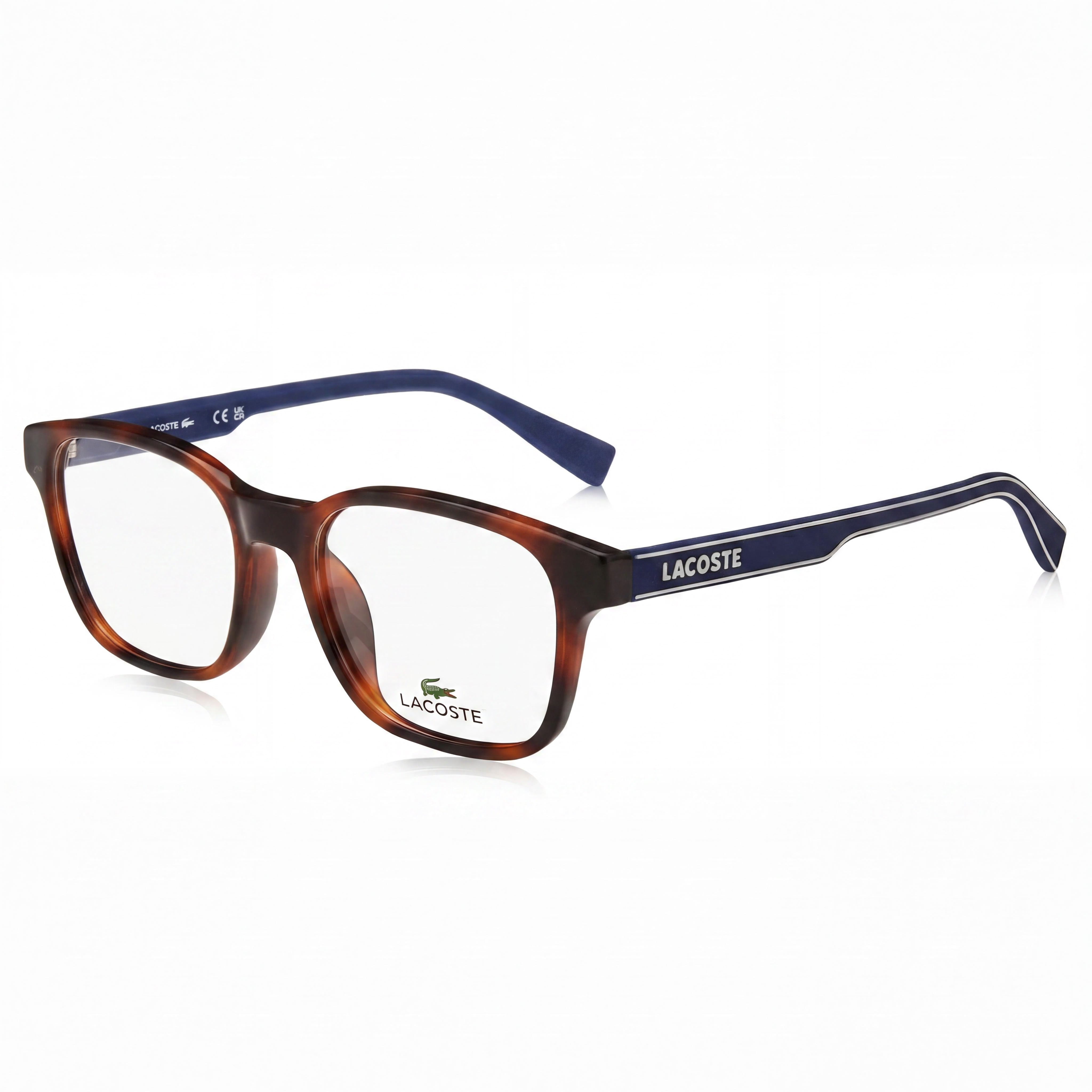 Lacoste Havana Rectangle Eyeglasses Unisex, Plastic 49mm, Photo 1