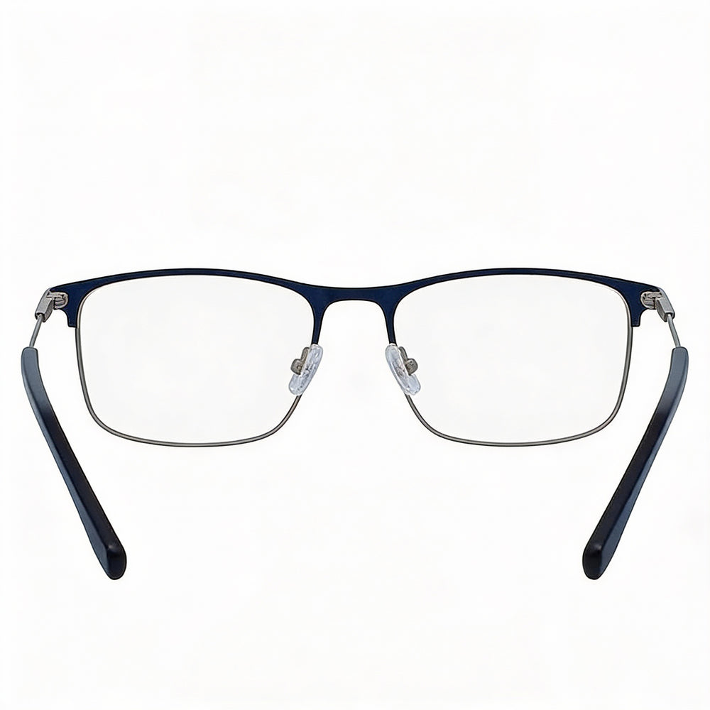 Lacoste L2252 40109 Rectangle Eyeglasses Unisex — side view, Blue Metal temples