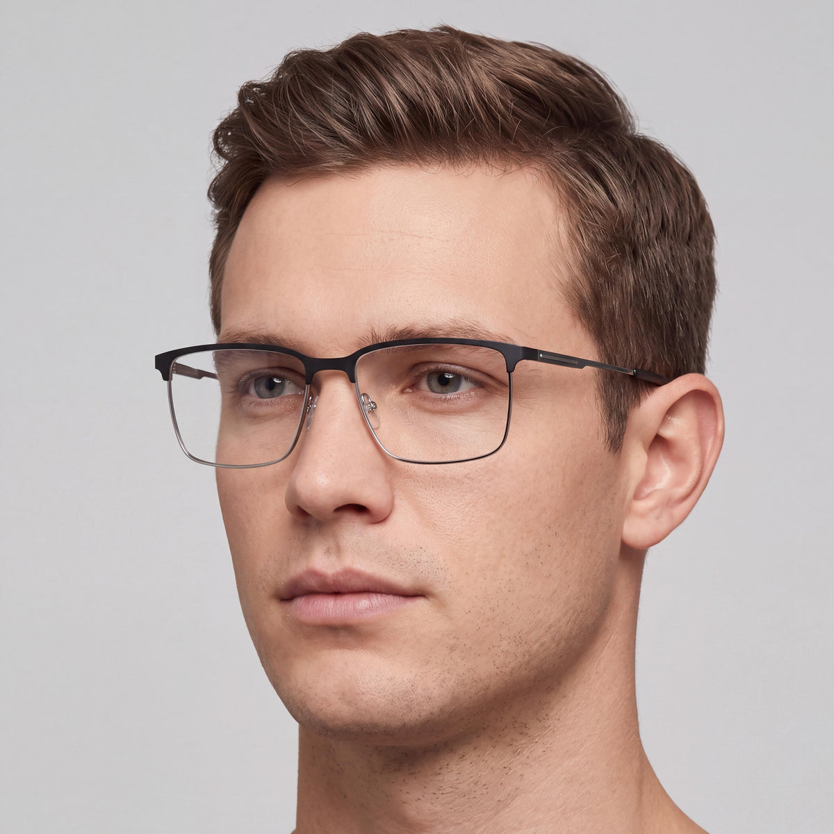 Gafas Oftálmicas Lacoste Casual para Hombre de Metal Negro Mate con Lentes Transparentes de Plástico, 55-17-145, Photo 4