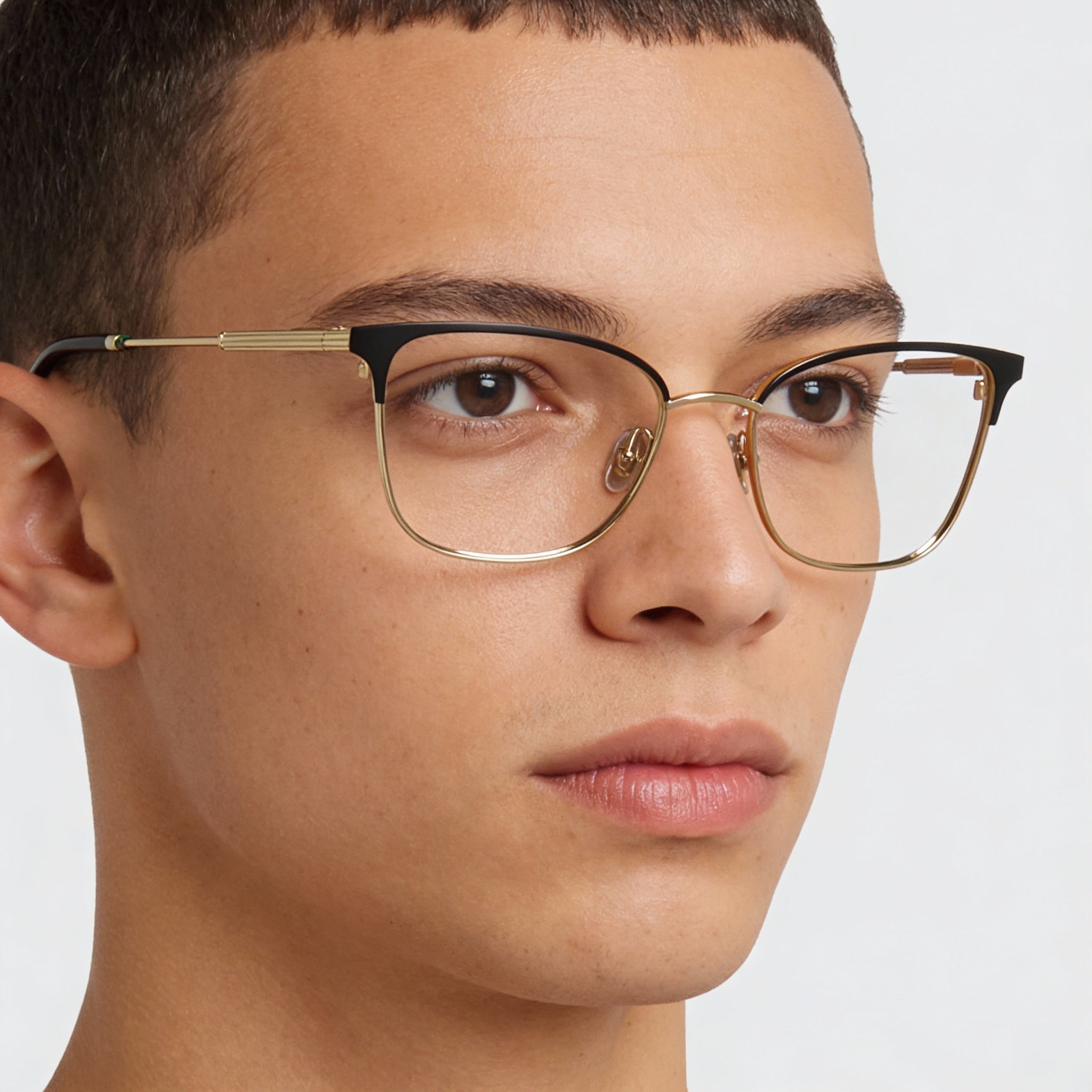 Lacoste L2303 Black Gold Rectangle Unisex Eyeglasses, Metal, Photo 4
