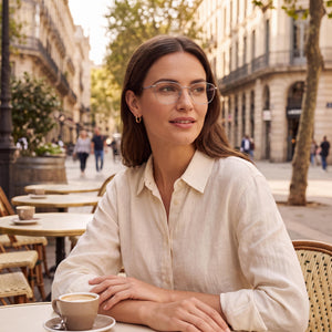 Lacoste L2317 Rectangle Eyeglasses for Women — interior view, Plastic demo lenses