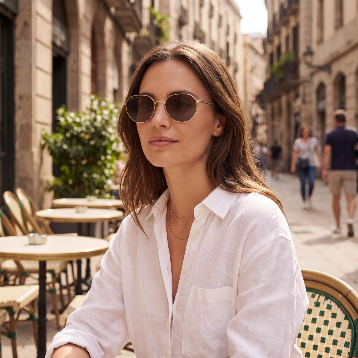 Gafas de sol redondas Lacoste L268s doradas para mujer, 53 mm, Photo 3