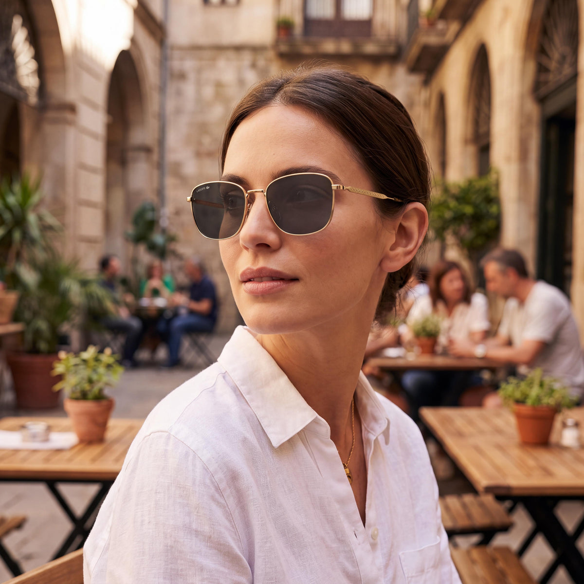 Gafas de sol rectangulares Lacoste L270s doradas para mujer, 56 mm, Photo 4