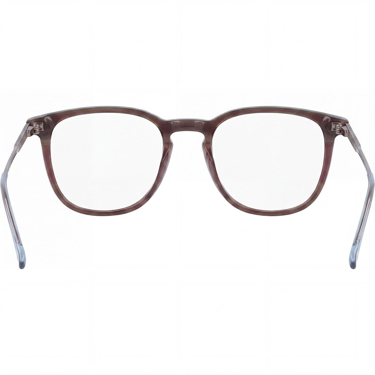 Gafas Lacoste L2828 unisex de acetato con montura a rayas en burdeos y gris, y lentes transparentes 50-19-145, Photo 2
