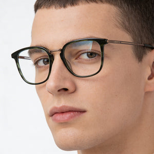 Lacoste L2853PC Square Eyeglasses Men — side view, Green Plastic temples