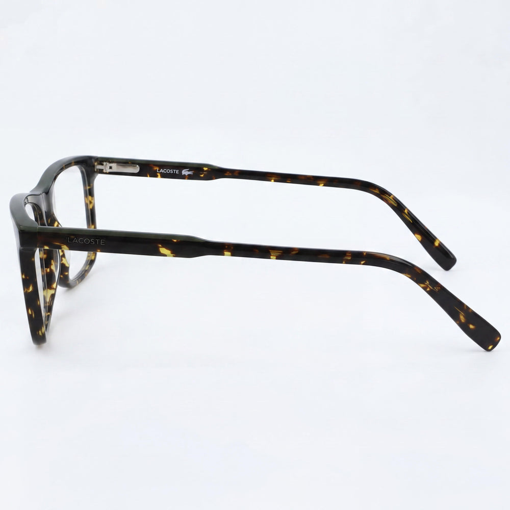 Lacoste L2860 215 Rectangle Eyeglasses Unisex — side view, Havana Plastic temples