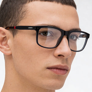 Lacoste L2890 59236 Rectangle Eyeglasses Men — side view, Blue Plastic temples