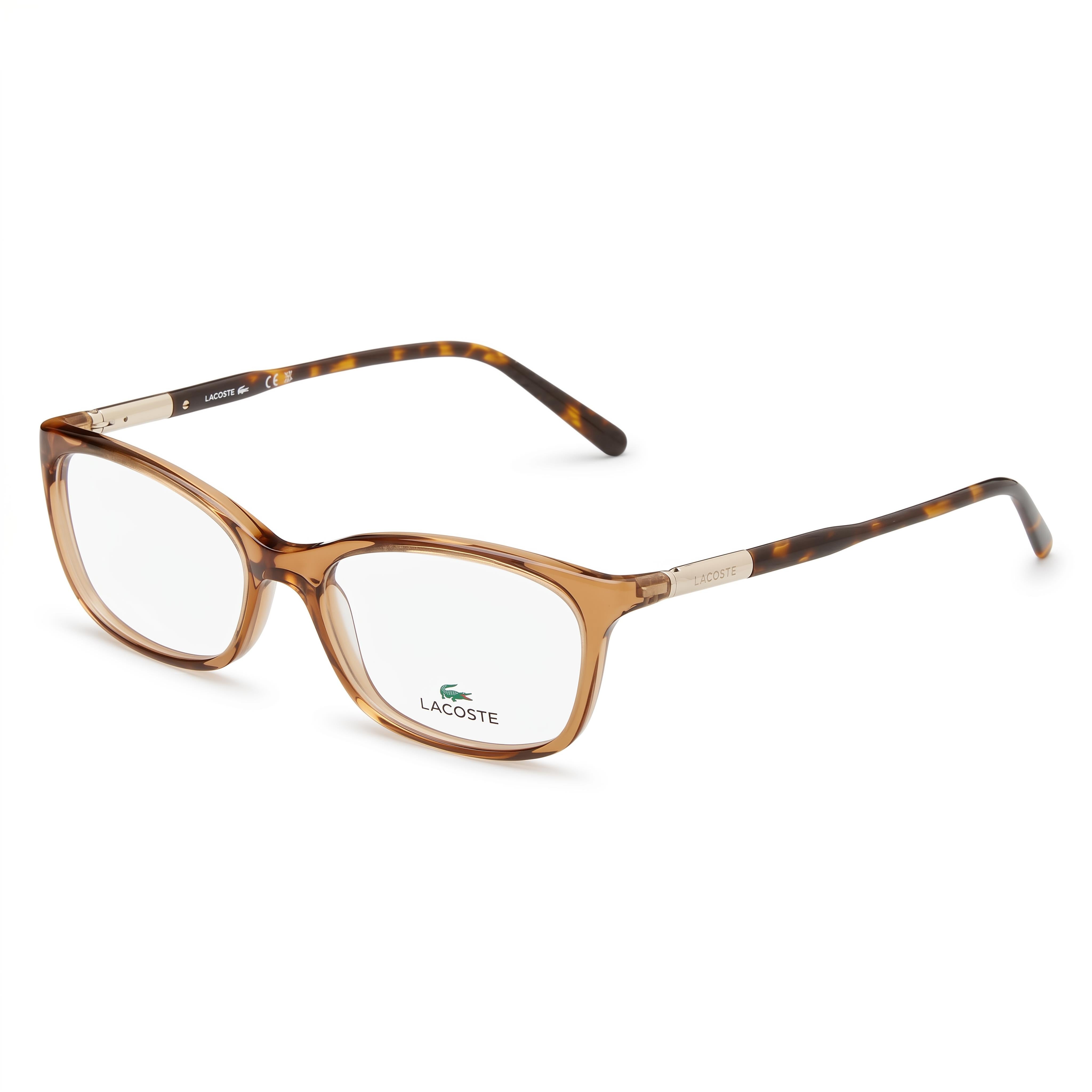 Lacoste L2900 Transparent Brown Rectangle Eyeglasses for Women, 55mm, Photo 1