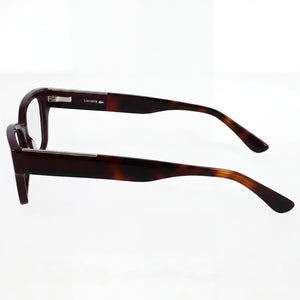 Lacoste L2907 Oval Eyeglasses Unisex — side view, Red Propionate temples
