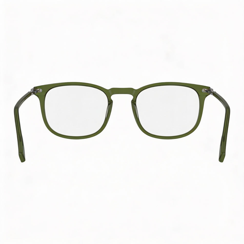 Lacoste L2954 Rectangle Eyeglasses Men — side view, Transparent Acetate temples