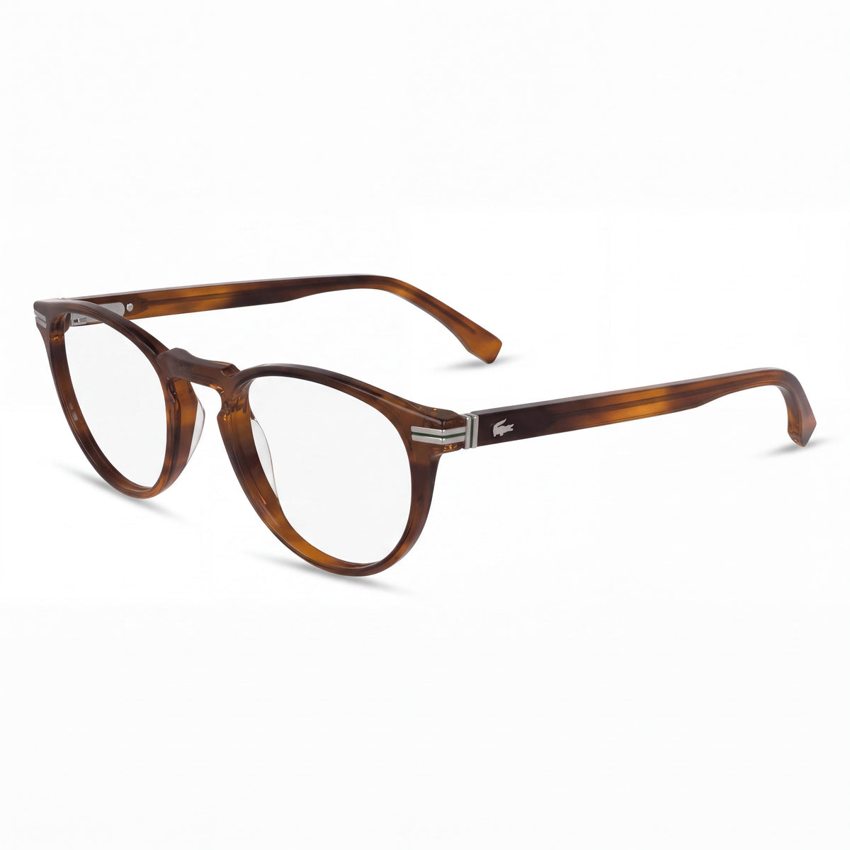 Lacoste L2966 Striped Brown Round Eyeglasses Unisex, Photo 1