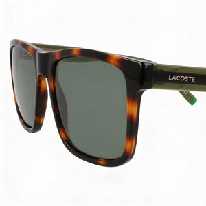 Lacoste L6025s Rectangle Sunglasses Unisex — side view, Non-Polarized Solid Green lens