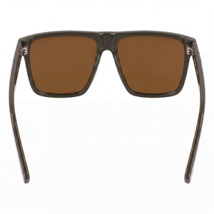Lacoste L6027s Rectangle Sunglasses Unisex — side view, Non-Polarized Solid Brown lens