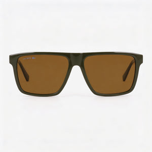 Lacoste L6027s Rectangle Sunglasses Unisex — side view, Non-Polarized Brown lens