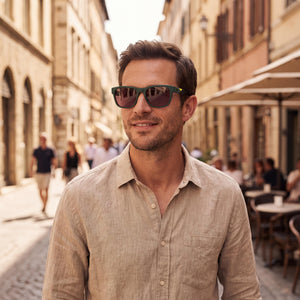 Lacoste L6043s Rectangle Sunglasses for Men — interior view, Non-Polarized lens detail