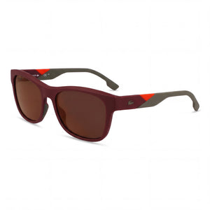 Lacoste L6043S Red Square Sunglasses for Men, Solid Grey Flash Orange lens