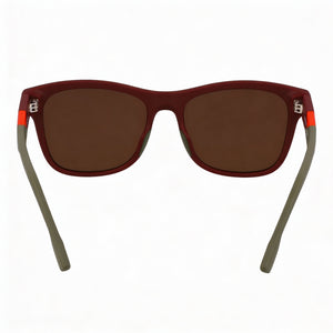 Lacoste L6043s Square Sunglasses Men — side view, Non-Polarized Solid Grey Flash Orange lens