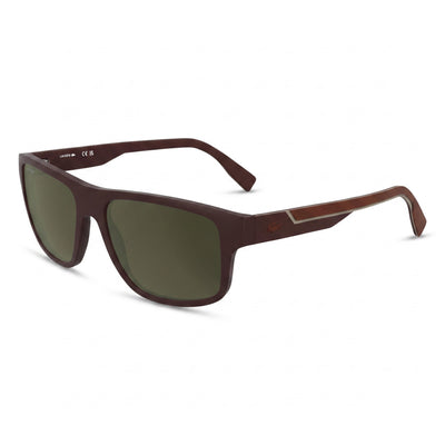 Lacoste L6057s Red Square Sunglasses for Men, Brown Mirror lens